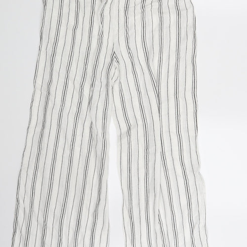 New Look Womens White Striped  Sweatpants Trousers Size S L30 in