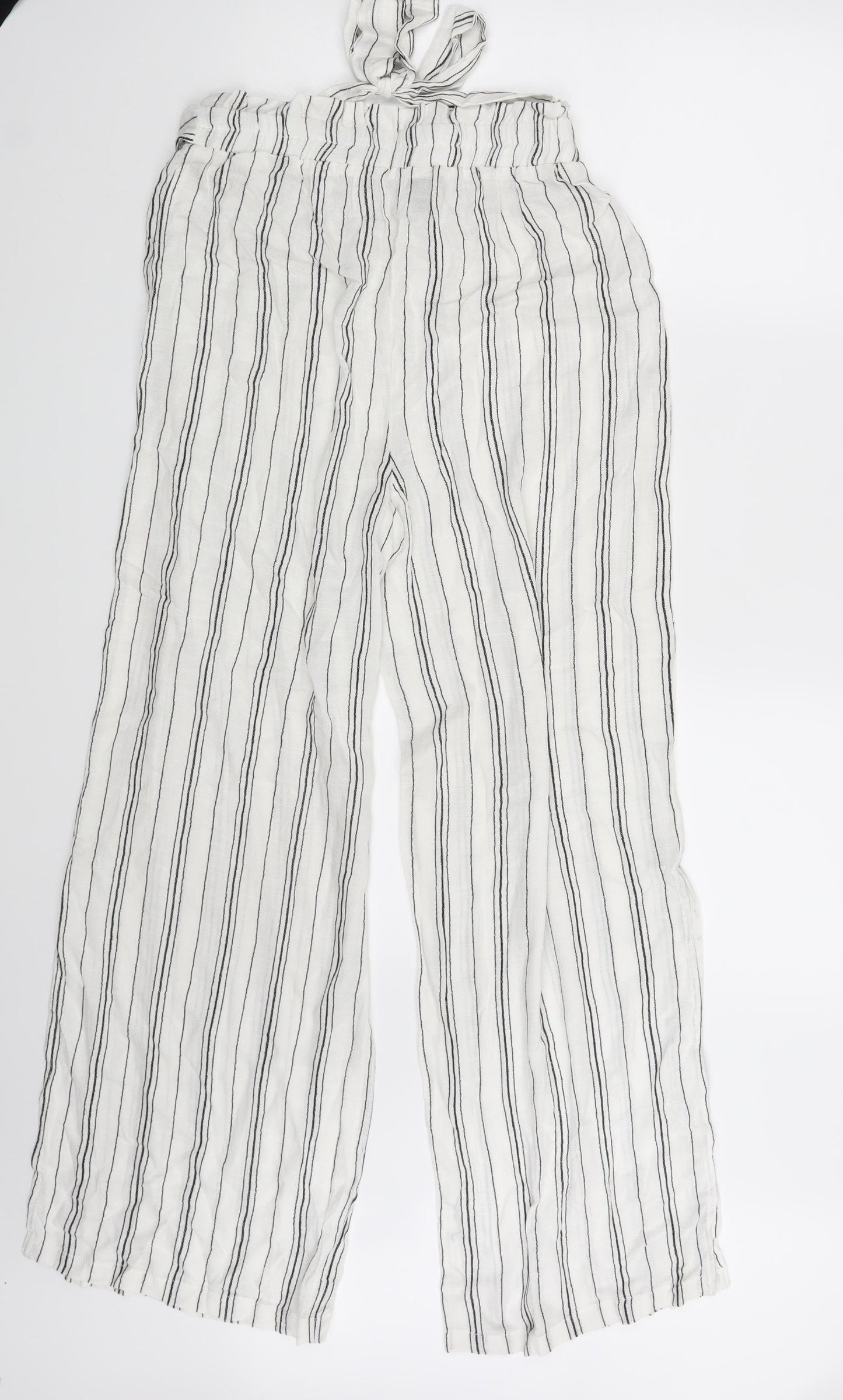 New Look Womens White Striped  Sweatpants Trousers Size S L30 in