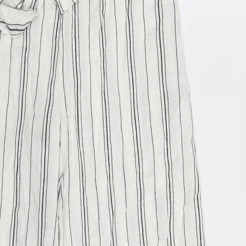 New Look Womens White Striped  Sweatpants Trousers Size S L30 in