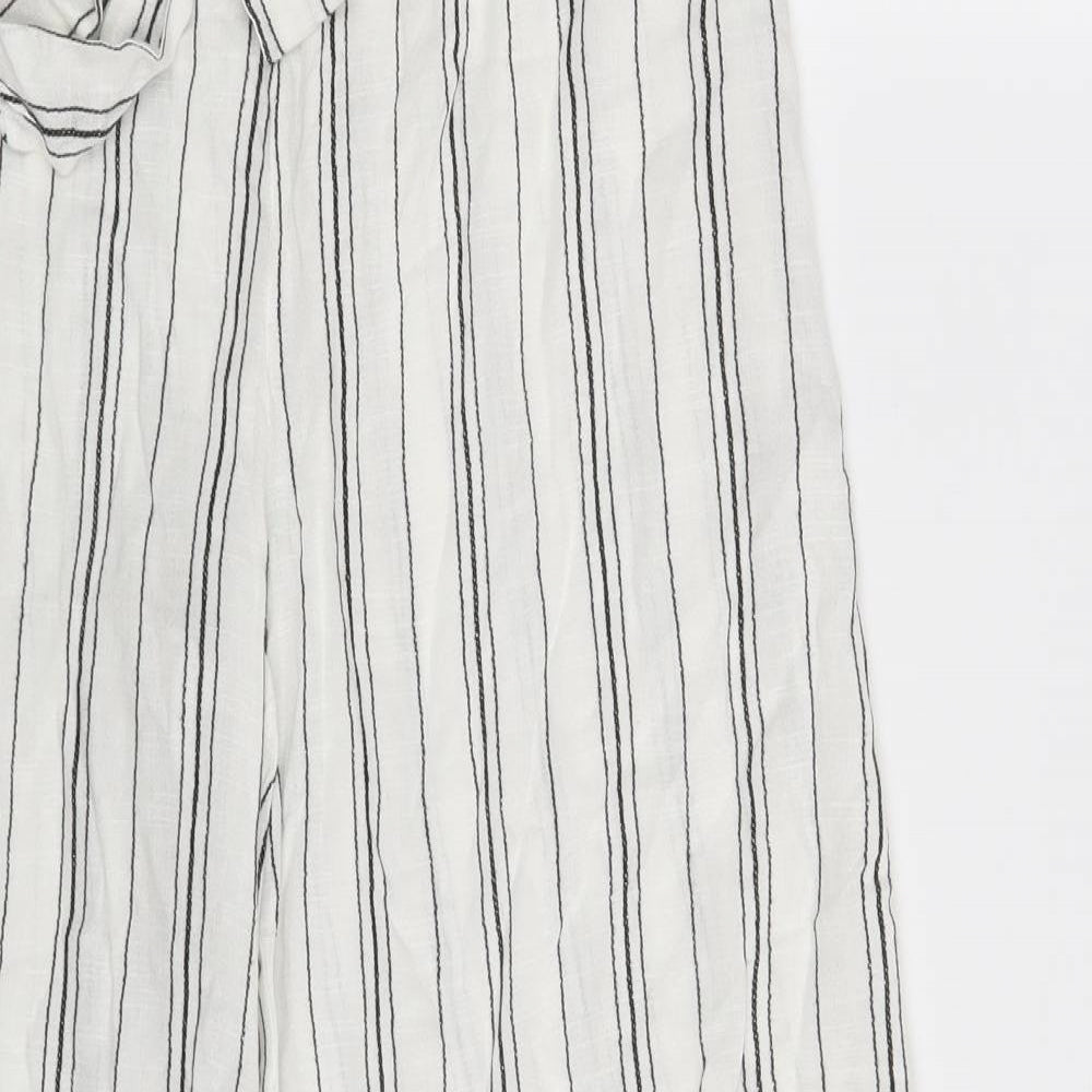 New Look Womens White Striped  Sweatpants Trousers Size S L30 in