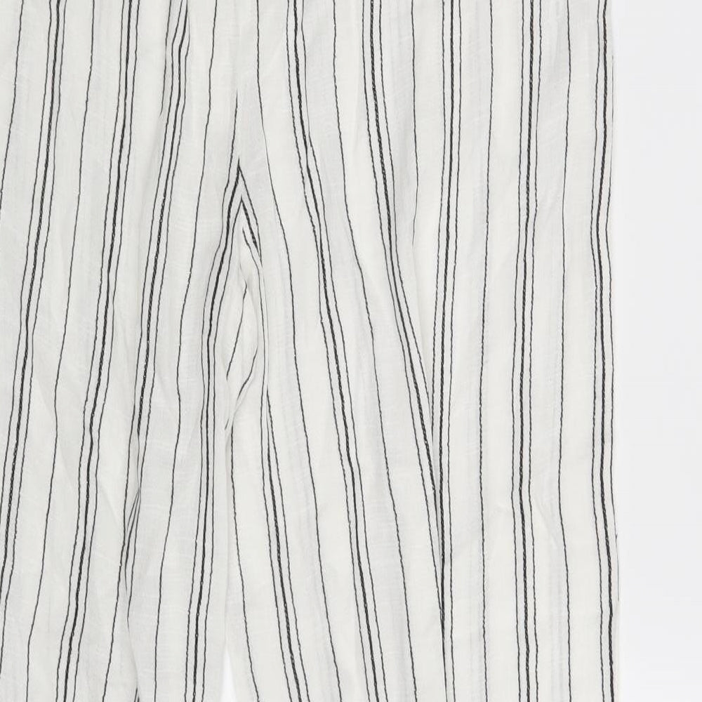 New Look Womens White Striped  Sweatpants Trousers Size S L30 in