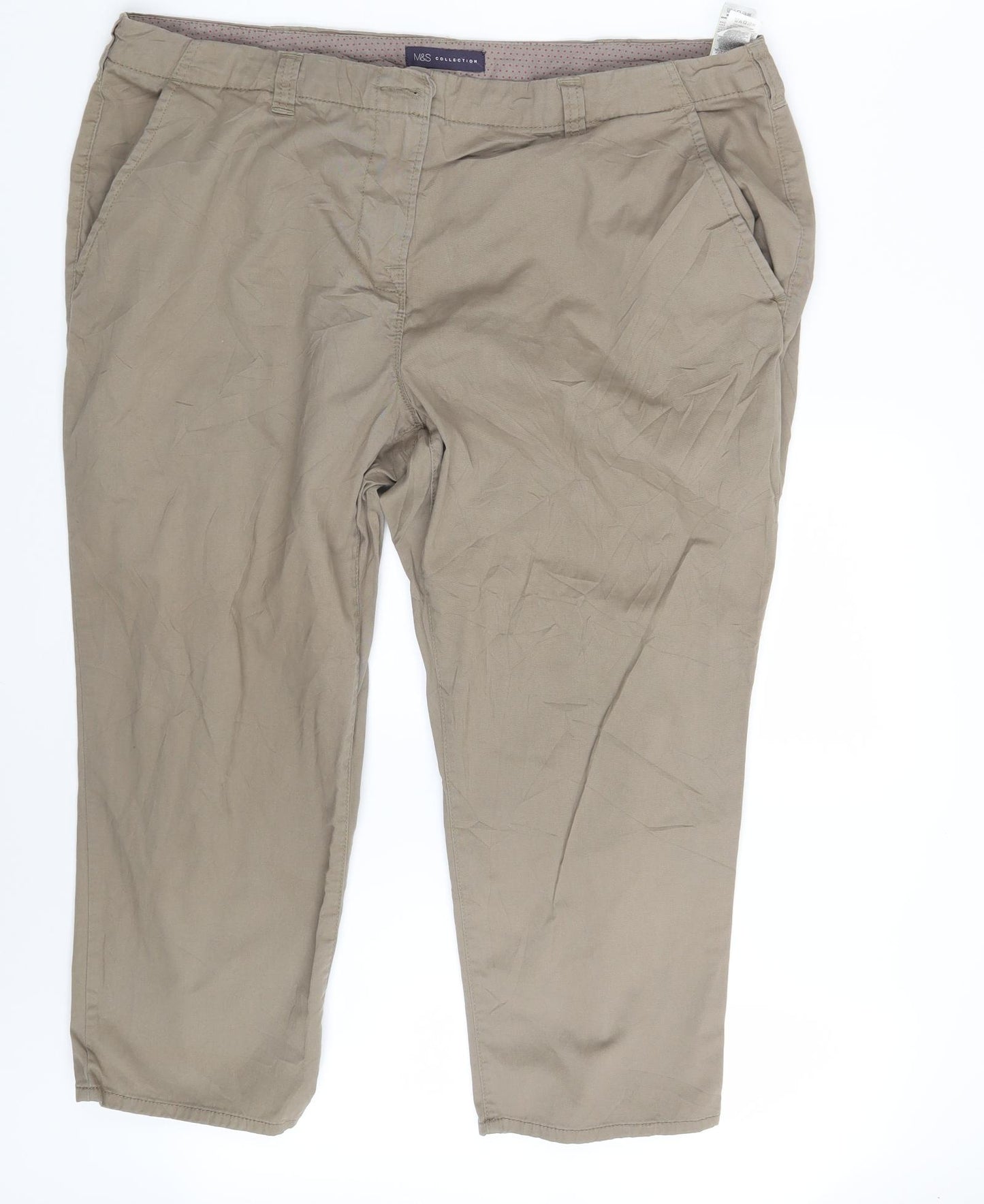 M&S Womens Beige   Capri Trousers Size 18 L22 in