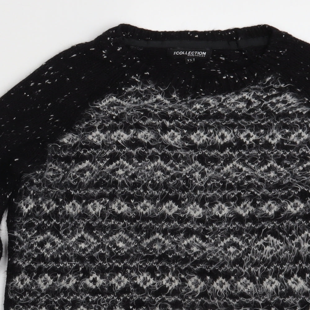 Debenhams Womens Black Argyle/Diamond  Pullover Jumper Size 12