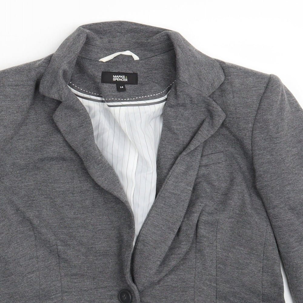 M&S Womens Grey   Jacket Blazer Size 14