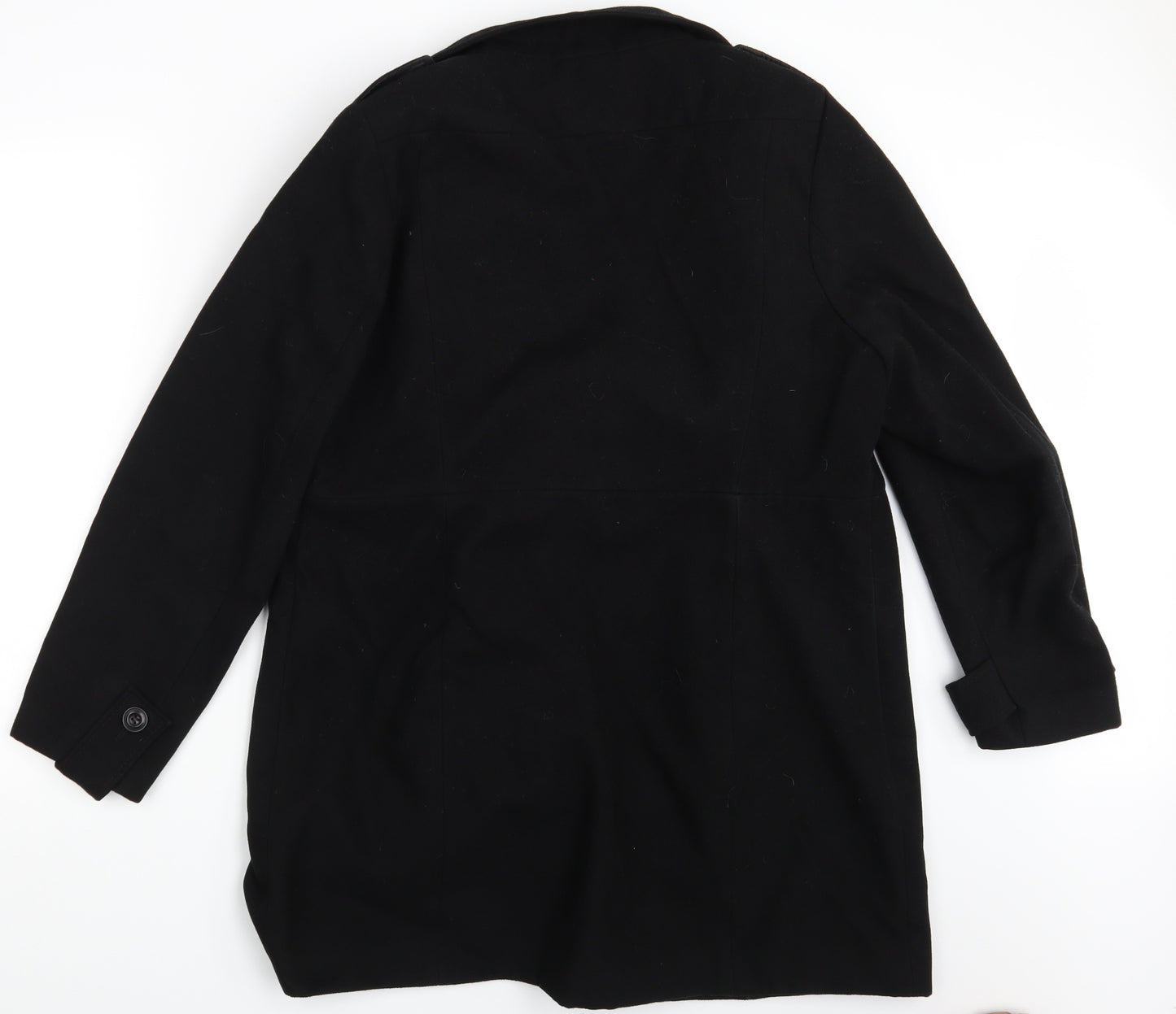 M&S Womens Black   Overcoat Coat Size 16