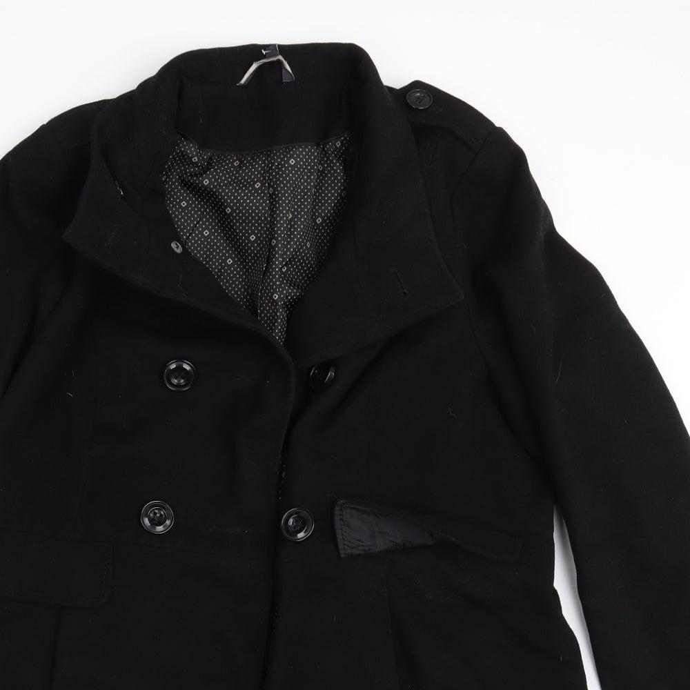 M&S Womens Black   Overcoat Coat Size 16