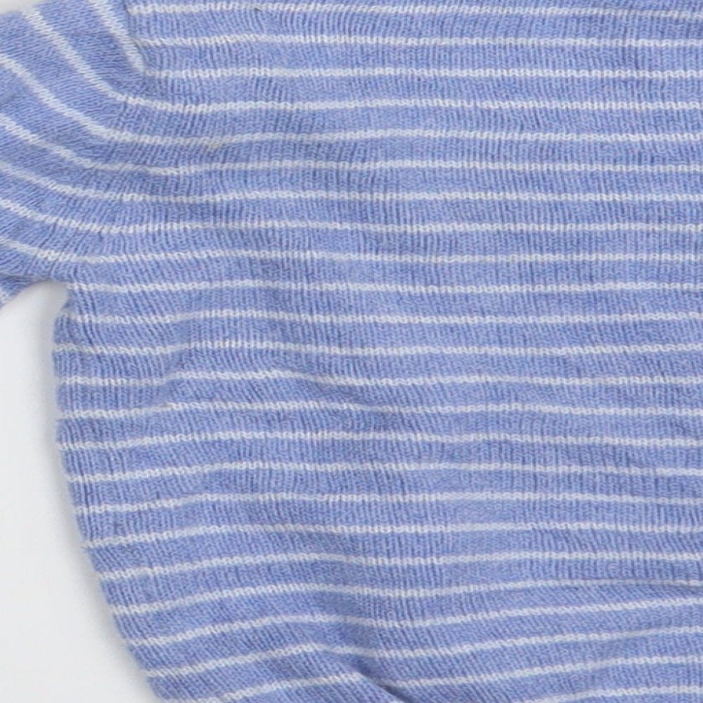 The Little White Company Boys Blue Striped  Pullover Jumper Size 4-5 Years