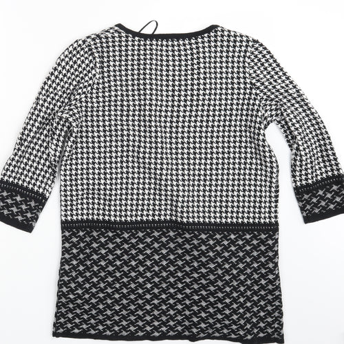 F&F Womens Black Argyle/Diamond  Cardigan Jumper Size 8