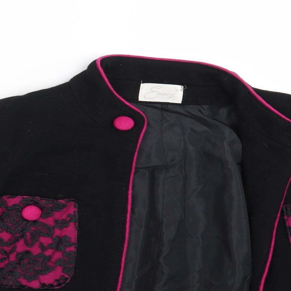 Envoy Womens Black Floral  Jacket Blazer One Size