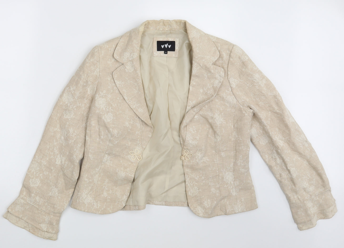 Per Una Womens Beige Floral  Jacket Blazer Size 14