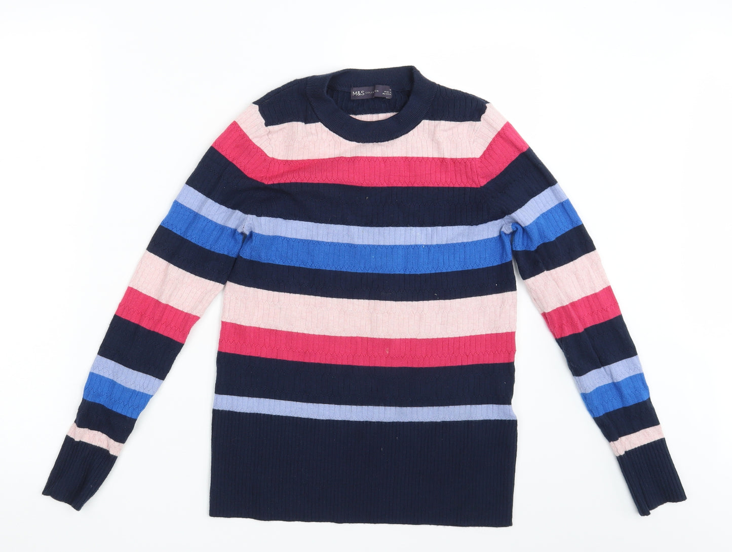 M&S Womens Multicoloured Striped  Pullover Jumper Size 12