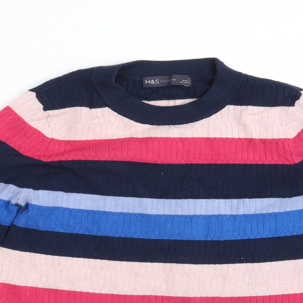 M&S Womens Multicoloured Striped  Pullover Jumper Size 12