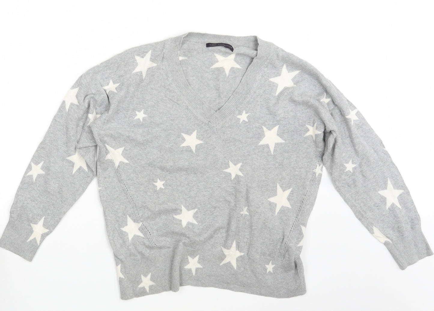 M&S Womens Grey Polka Dot  Pullover Jumper Size M