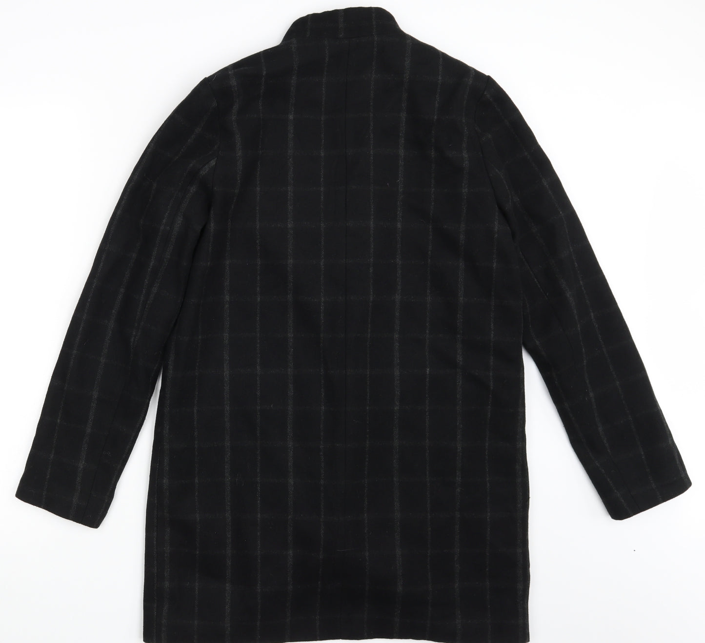 Preworn Womens Black Check  Overcoat Coat Size 10
