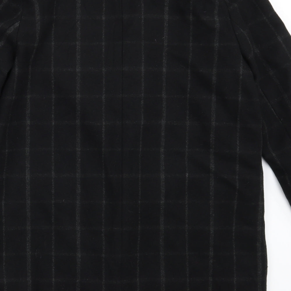 Preworn Womens Black Check  Overcoat Coat Size 10