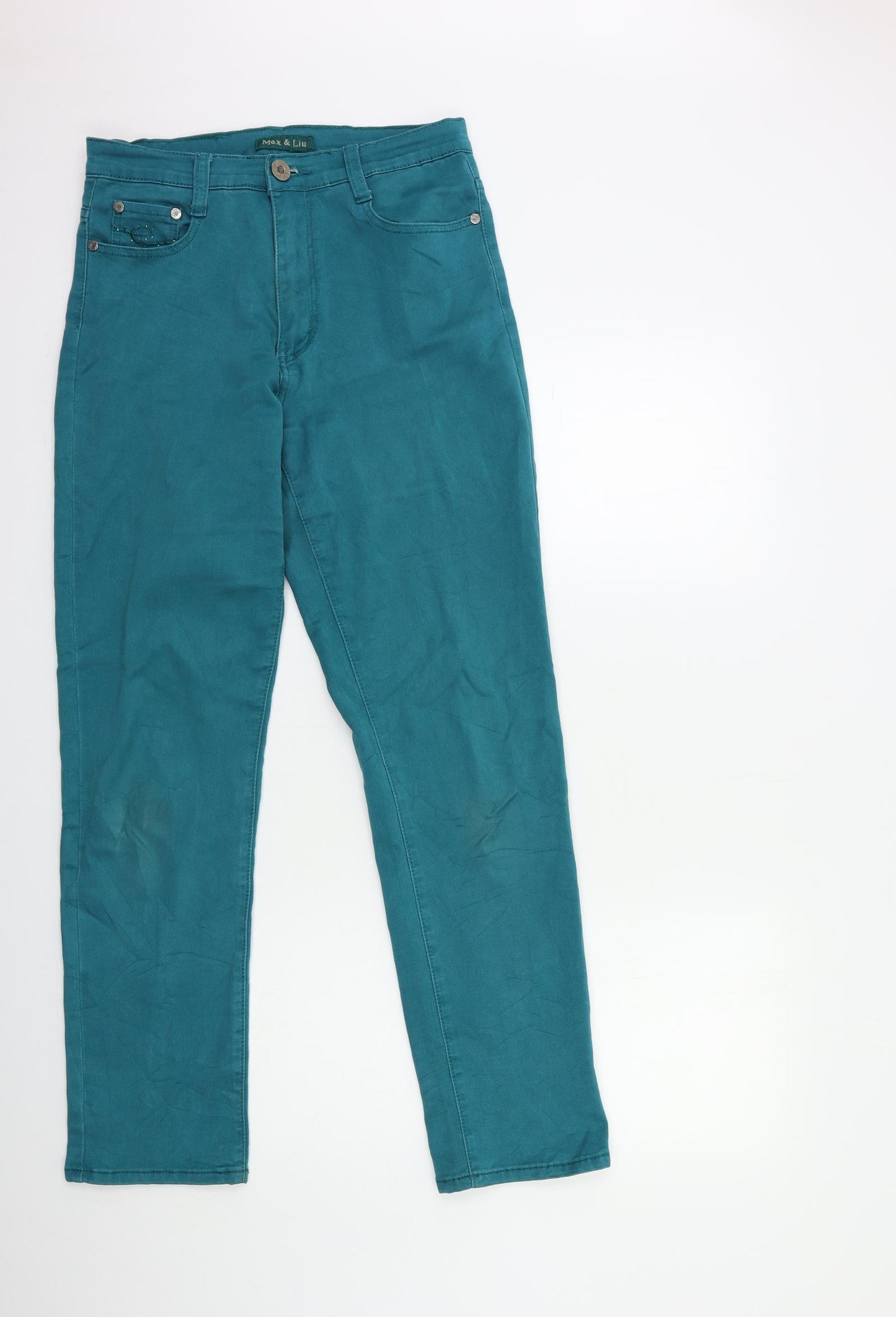 Max & Liu Womens Green  Denim Straight Jeans Size 28 in L30 in