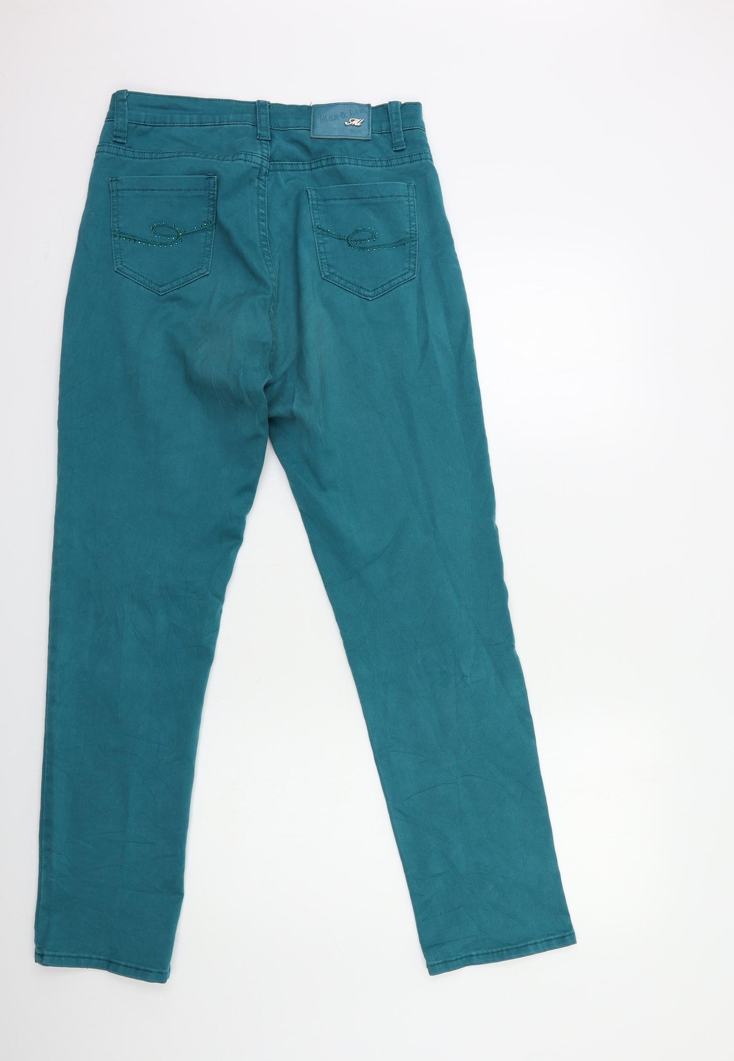 Max & Liu Womens Green  Denim Straight Jeans Size 28 in L30 in