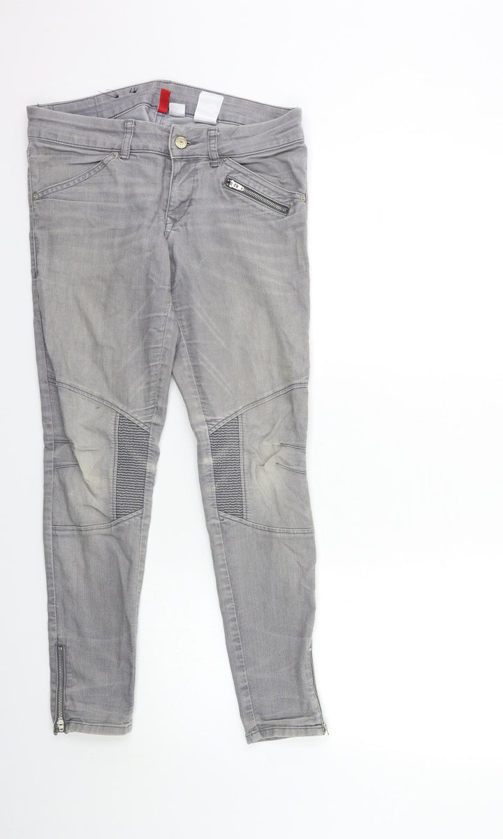 H&M Womens Grey  Denim Skinny Jeans Size 10 L27 in
