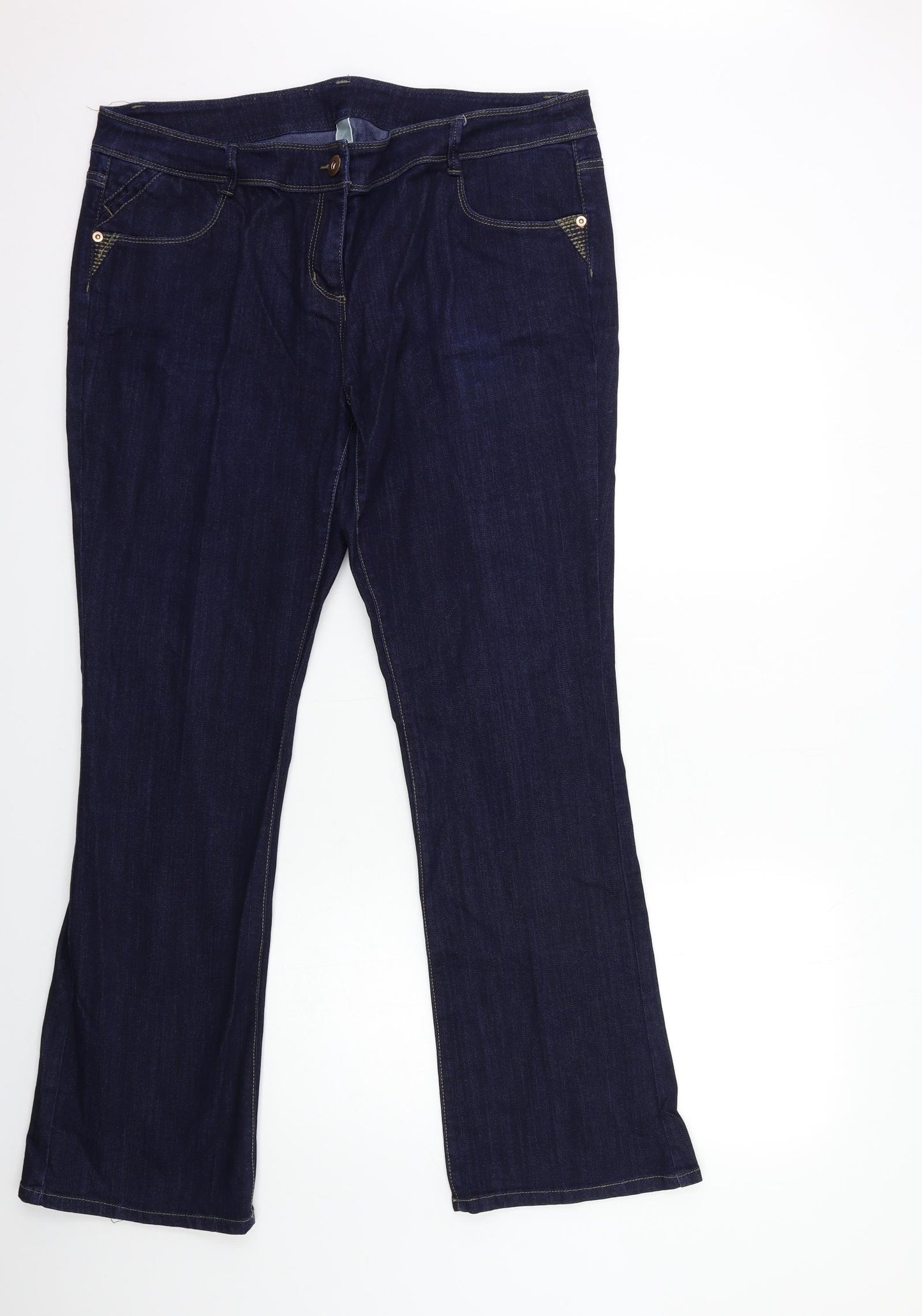 Wallis Womens Blue  Denim Flared Jeans Size 18 L32 in