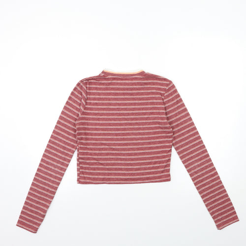 Cooperative Womens Red Striped  Basic T-Shirt Size S