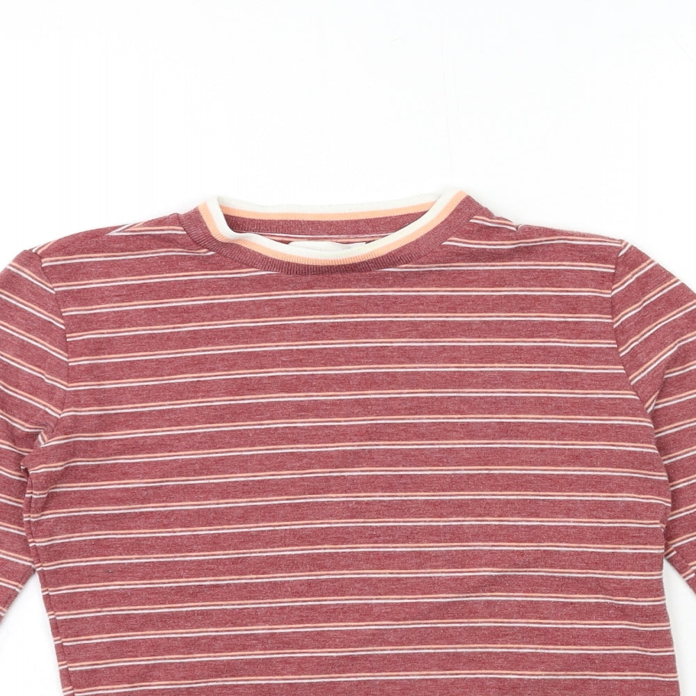 Cooperative Womens Red Striped  Basic T-Shirt Size S