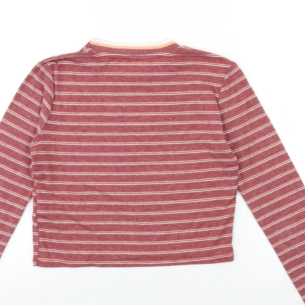 Cooperative Womens Red Striped  Basic T-Shirt Size S
