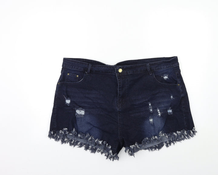 Preworn Womens Blue Denim Hot Pants Shorts Size 40 in