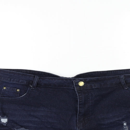 Preworn Womens Blue  Denim Hot Pants Shorts Size 40 in
