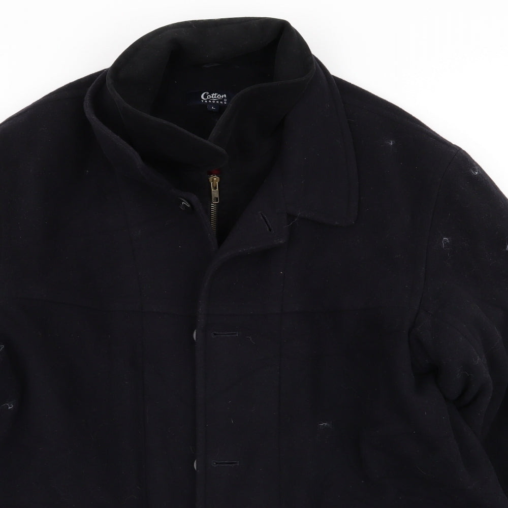 Cotton Traders Mens Black   Overcoat Coat Size L