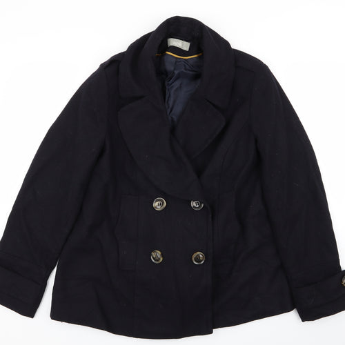 Wallis Womens Blue   Overcoat Coat Size 14