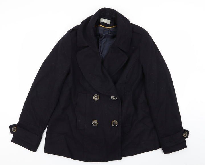 Wallis Womens Blue   Overcoat Coat Size 14