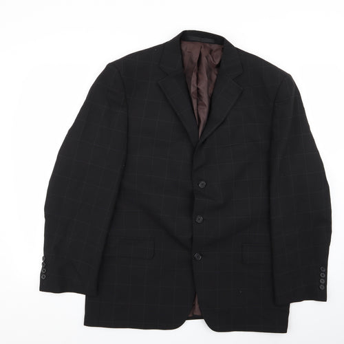 M&S Mens Black Check  Jacket Blazer Size 42