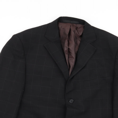 M&S Mens Black Check  Jacket Blazer Size 42