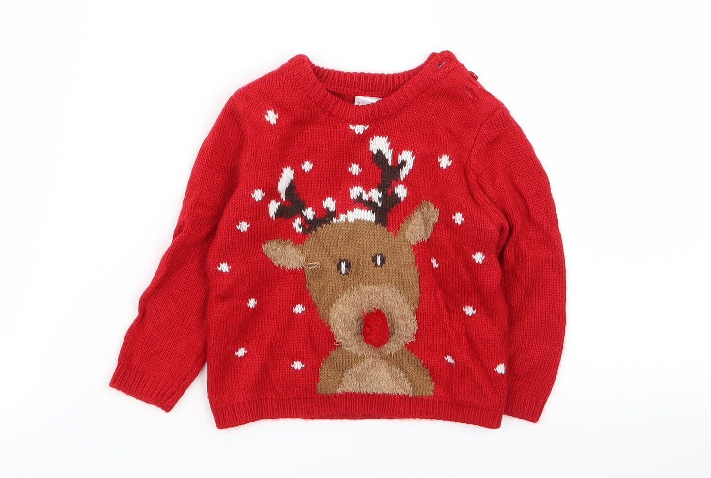 lullaby Girls Red   Pullover Jumper Size 9-12 Months  - Christmas Jumper