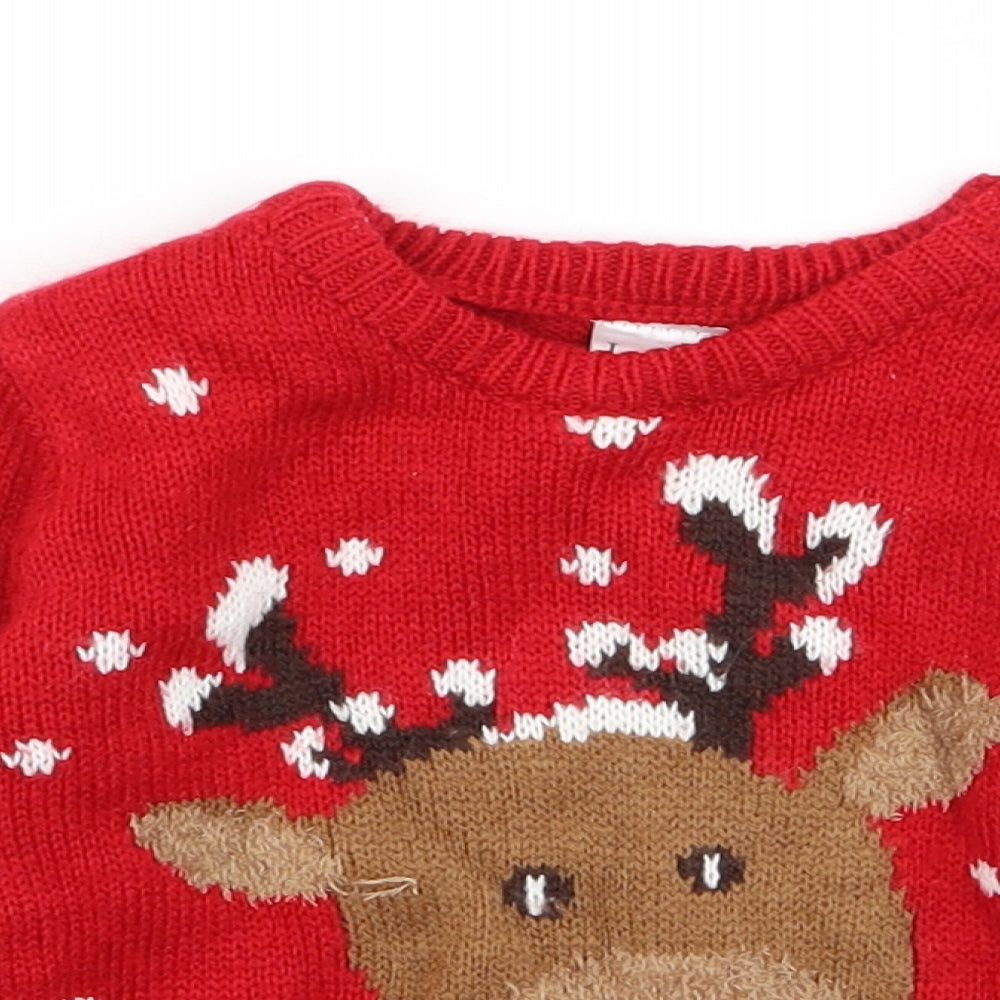 lullaby Girls Red   Pullover Jumper Size 9-12 Months  - Christmas Jumper