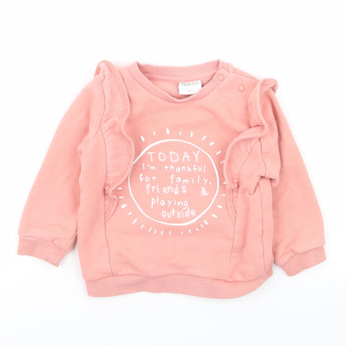 fred flo Girls Pink   Pullover Jumper Size 6-9 Months