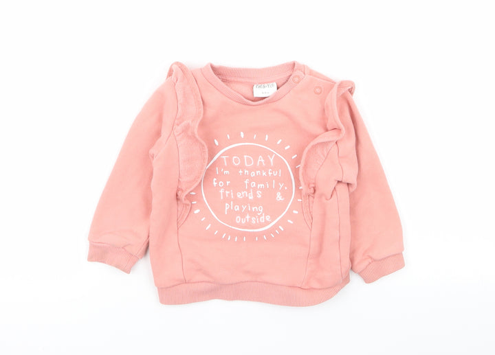 fred flo Girls Pink Pullover Jumper Size 6-9 Months