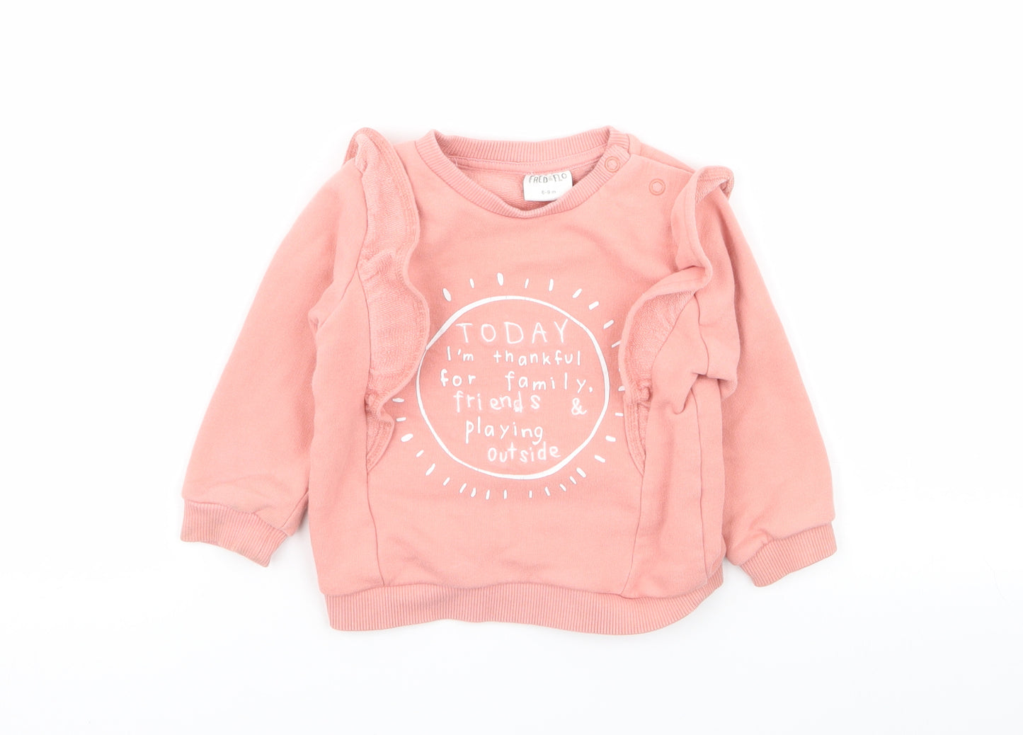 fred flo Girls Pink   Pullover Jumper Size 6-9 Months