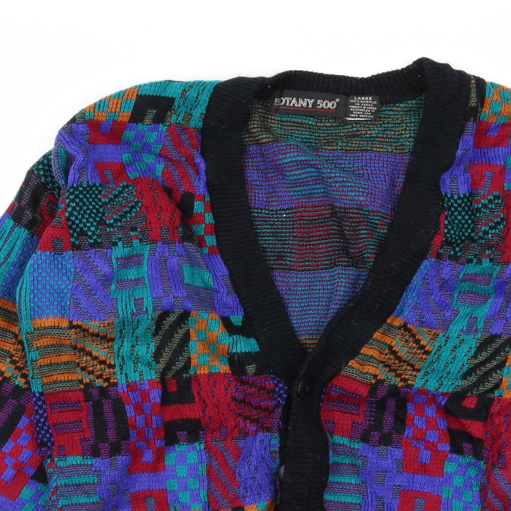 Botany 500 Womens Multicoloured Geometric  Cardigan Jumper Size L