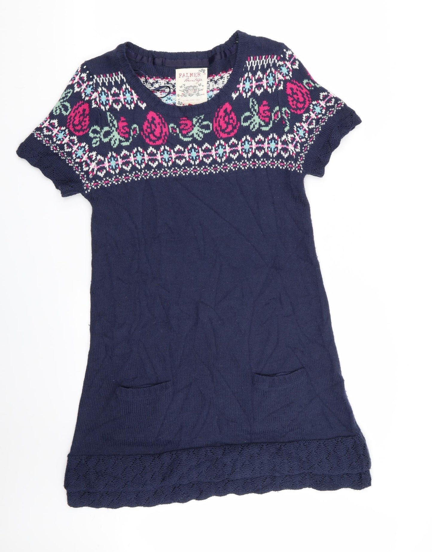 Falmer Heritage Womens Blue Geometric  Jumper Dress  Size 14