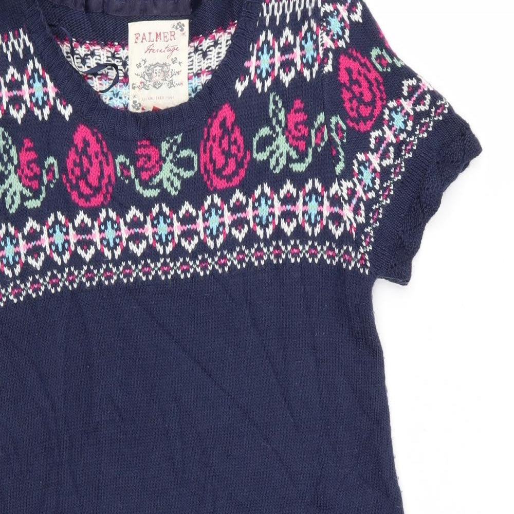 Falmer Heritage Womens Blue Geometric  Jumper Dress  Size 14