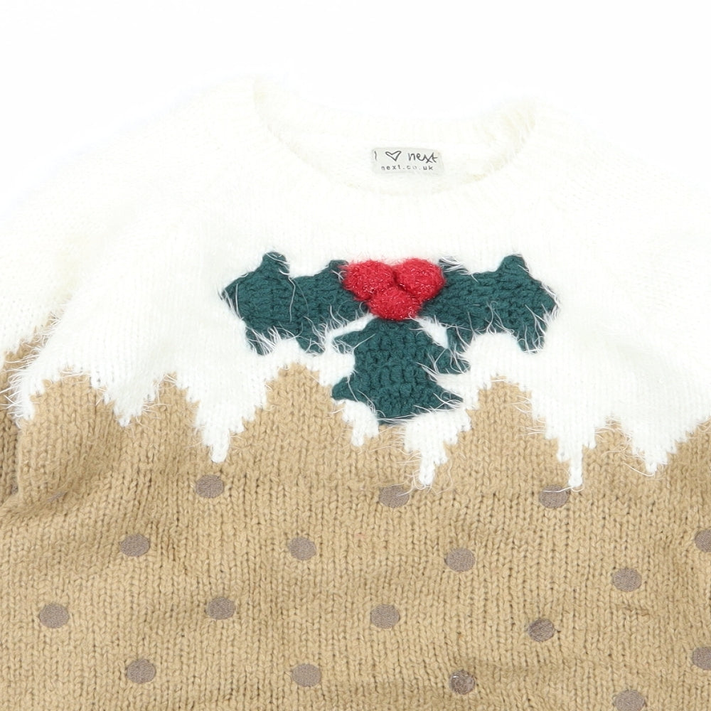 NEXT Girls Multicoloured Polka Dot  Pullover Jumper Size 10 Years  - Christmas Jumper
