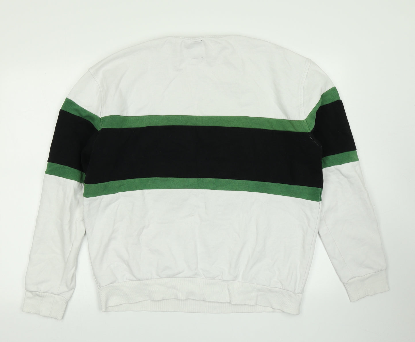 New Look Mens White Striped  Pullover Sweatshirt Size M