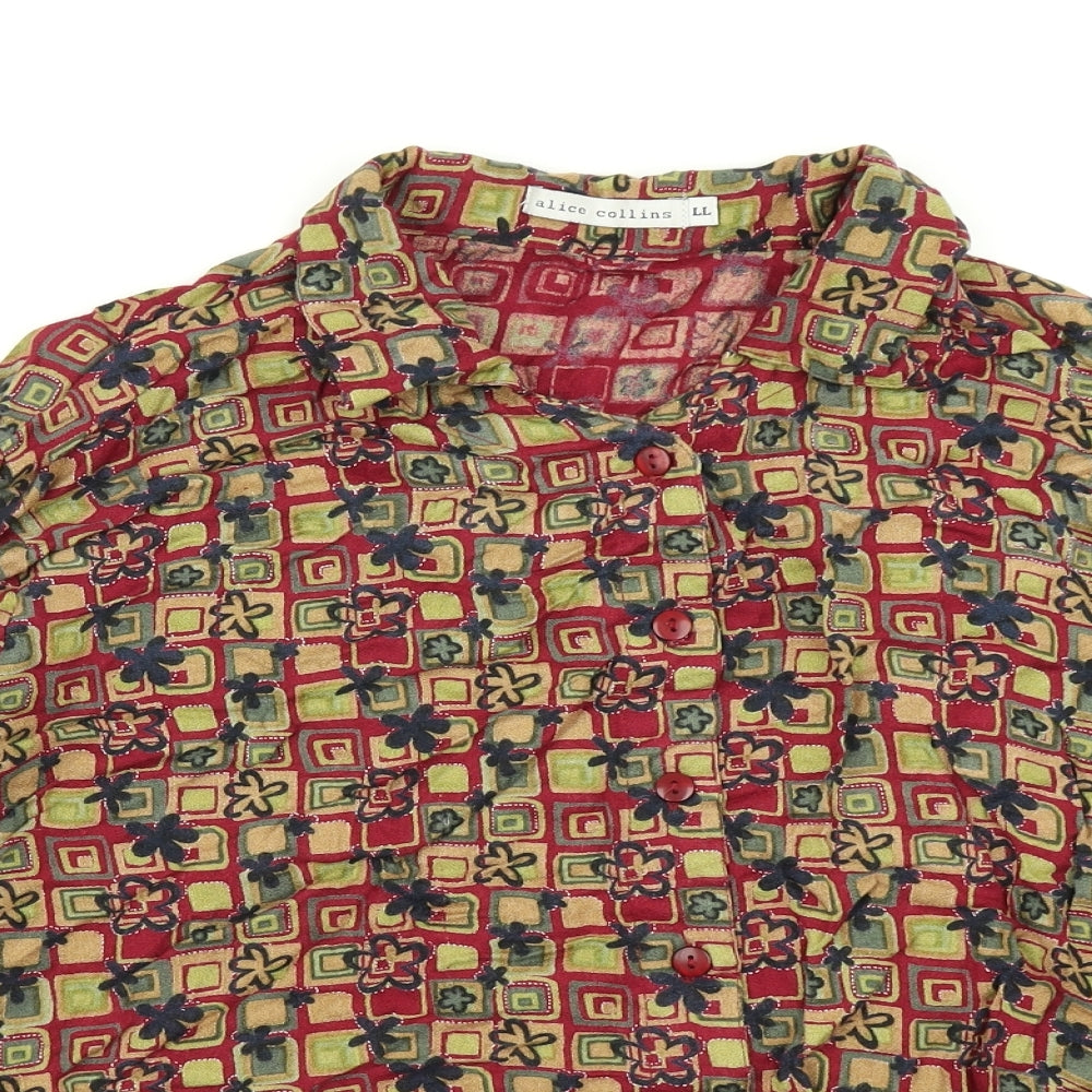 Alice Collins Womens Red Floral  Basic Button-Up Size L