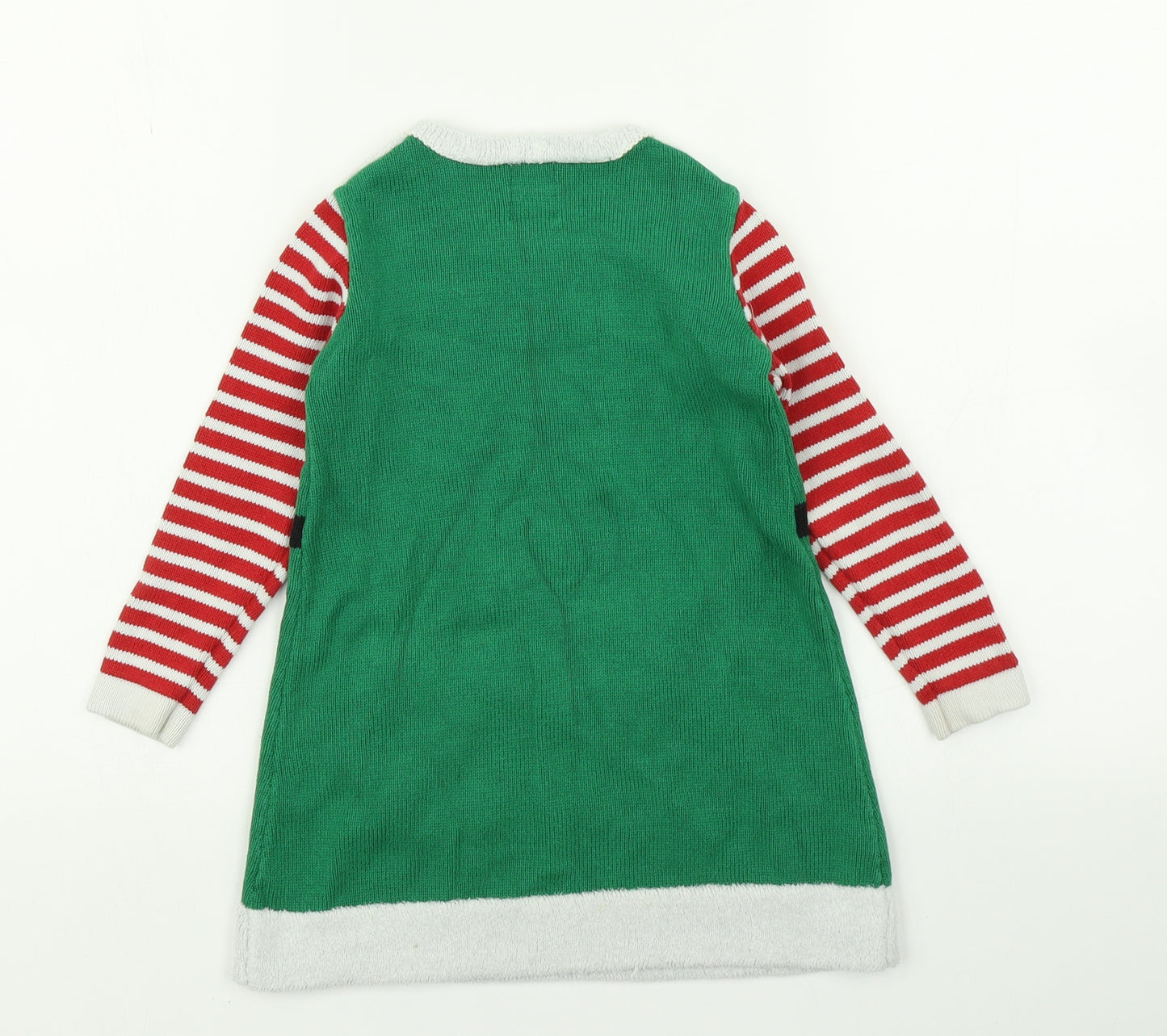 George Girls Green  Knit Jumper Dress  Size 4-5 Years  - Christmas Elf