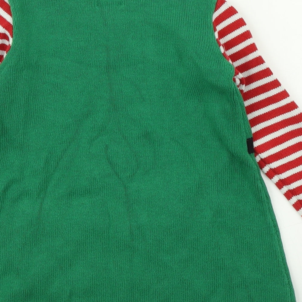 George Girls Green  Knit Jumper Dress  Size 4-5 Years  - Christmas Elf