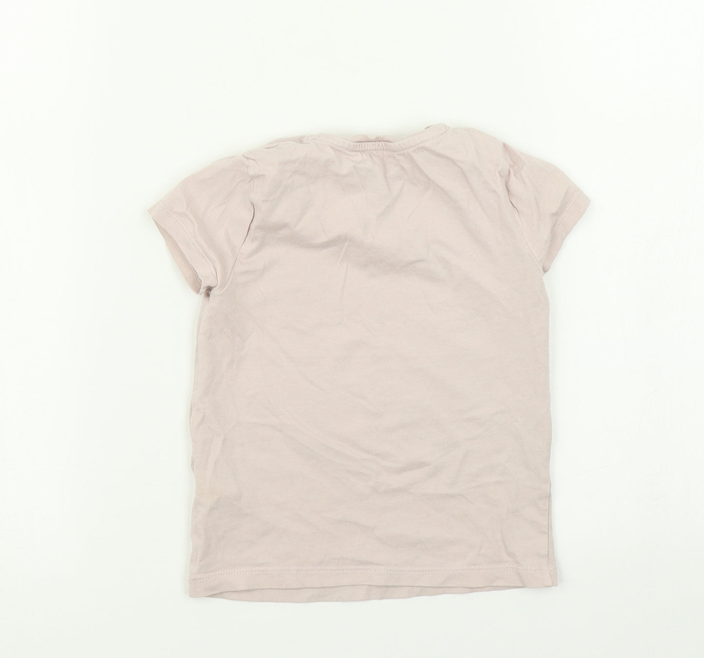 F&F Girls Pink   Basic T-Shirt Size 3-4 Years  - Butterfly Reverse Sequins