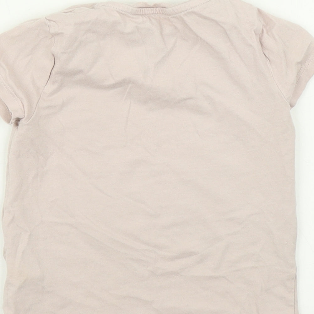 F&F Girls Pink   Basic T-Shirt Size 3-4 Years  - Butterfly Reverse Sequins