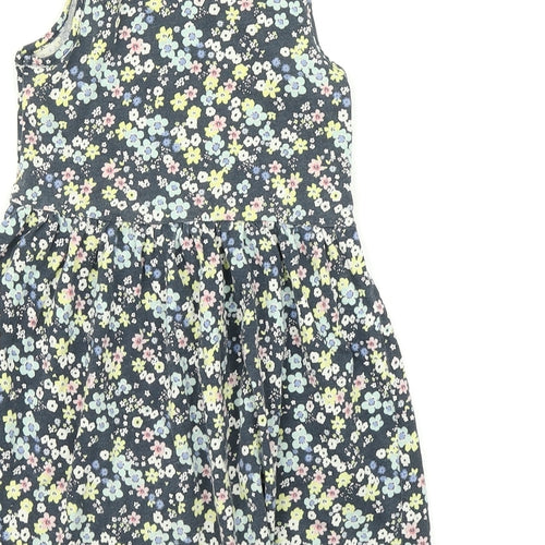 H&M Girls Blue Floral  Skater Dress  Size 3-4 Years