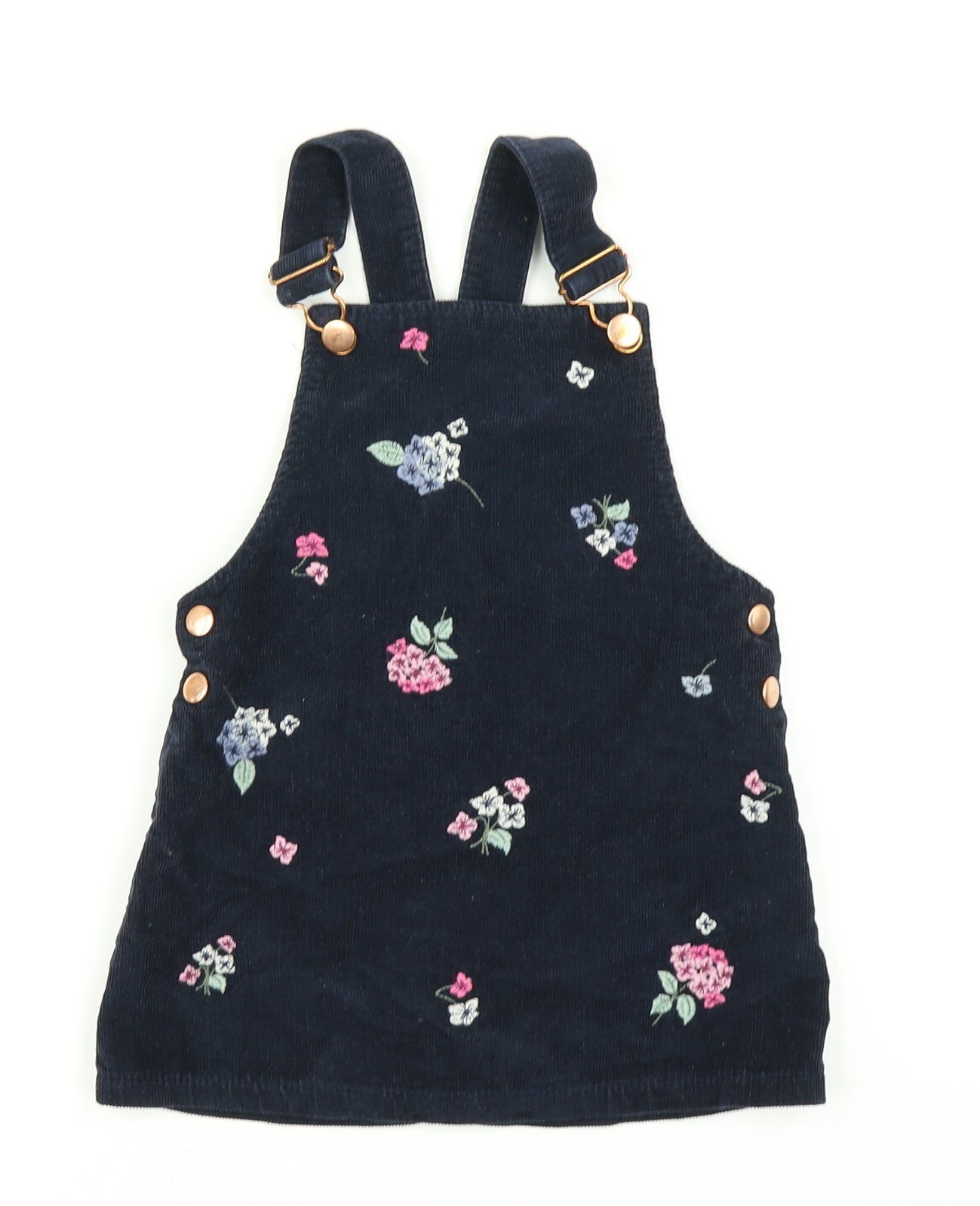 F&F Girls Blue  Corduroy Pinafore/Dungaree Dress  Size 3-4 Years